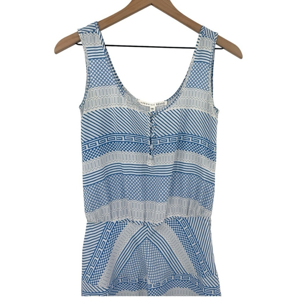 Veronica Beard 100% Silk Mixed Print Sleeveless Mini Dress - Blue White - Size 4 - Picture 4 of 8